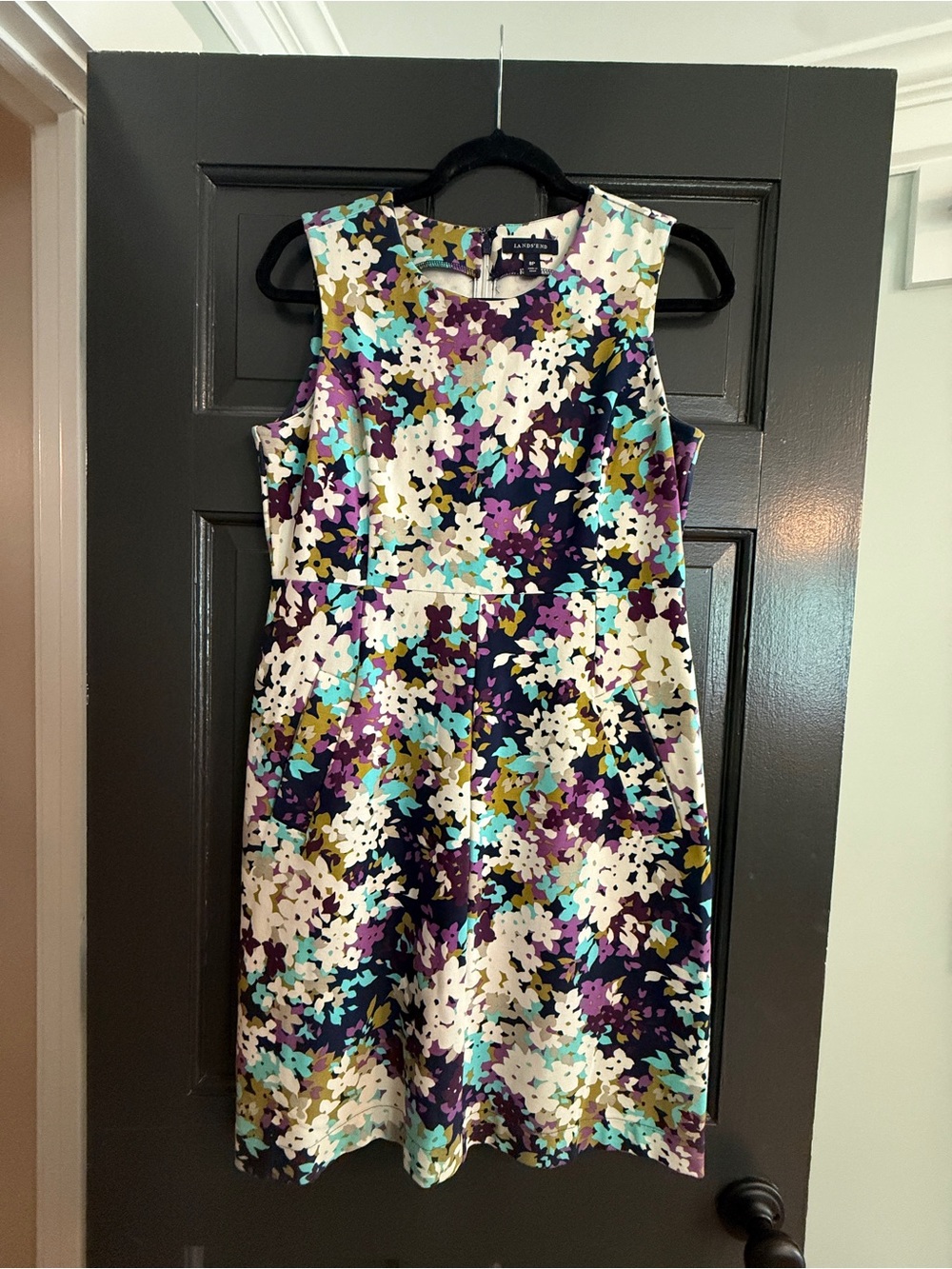 Floral Print Sleeveless A-Line Dress - Purple Multi